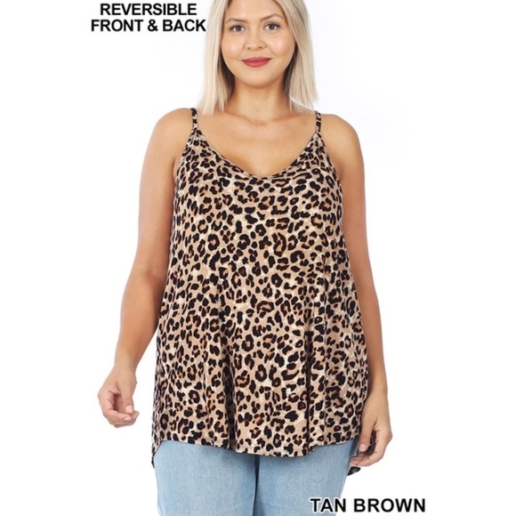 Zenana Leopard Print Scoop V Neck Swing Cami Tank Top NEW Women’s Size Small - Picture 2 of 8